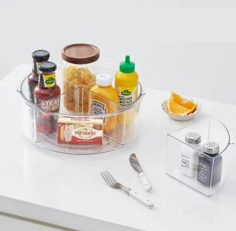 ACRYLIC LAZY SUSAN W REMOVABLE BINS