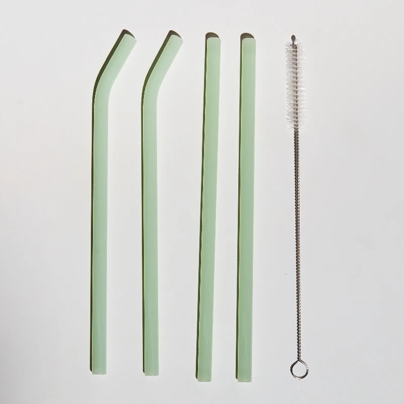 4Pk Silicone Reusable Straws (w cleaning brush)