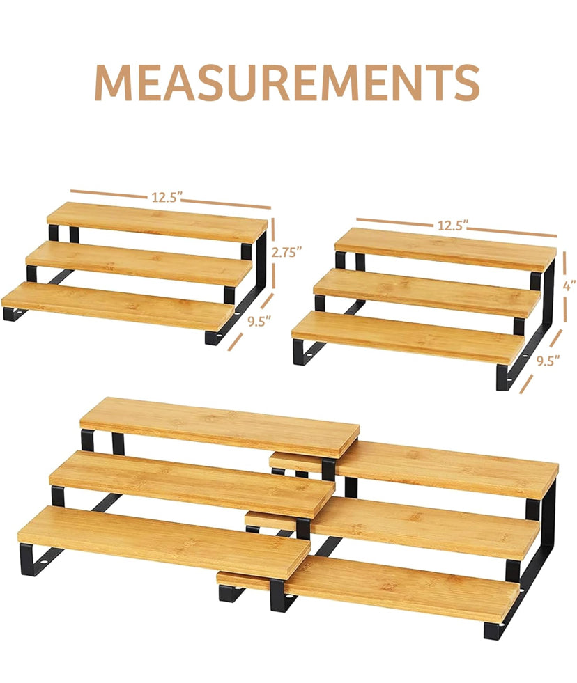 Bamboo and Metal expandable Spice Shelf