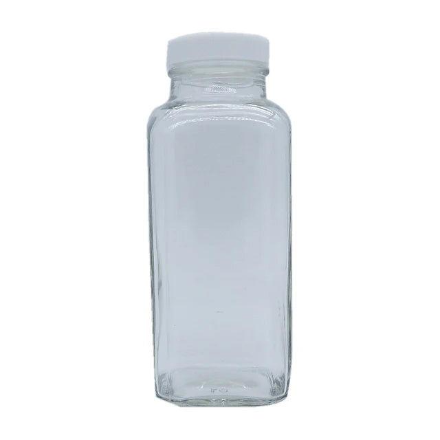 French Glass Bottle W White Plastic Cap (12oz)