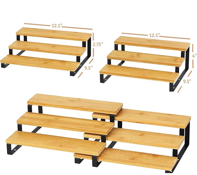 Bamboo & Metal Expandable Spice Rack