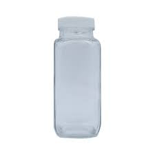 French Glass Bottle W White Plastic Cap (8oz)