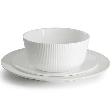 12-Piece Swanton Stripe Break-Resistant Opal Glass Dinnerware Set