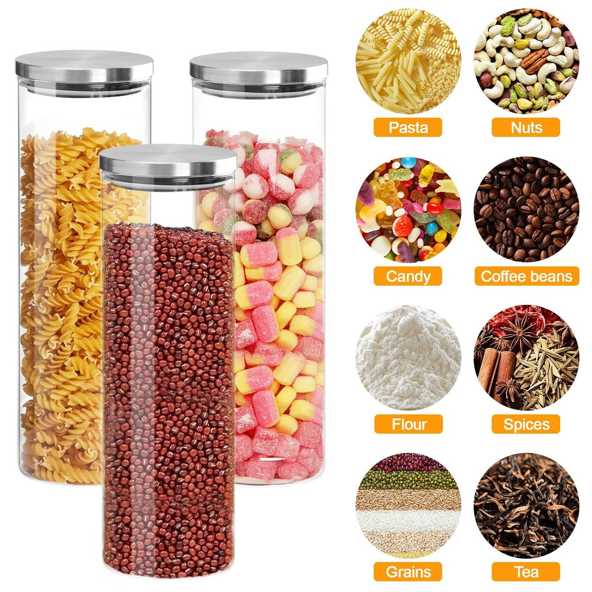 Glad Airtight Glass Canister with Brushed Metal Lid