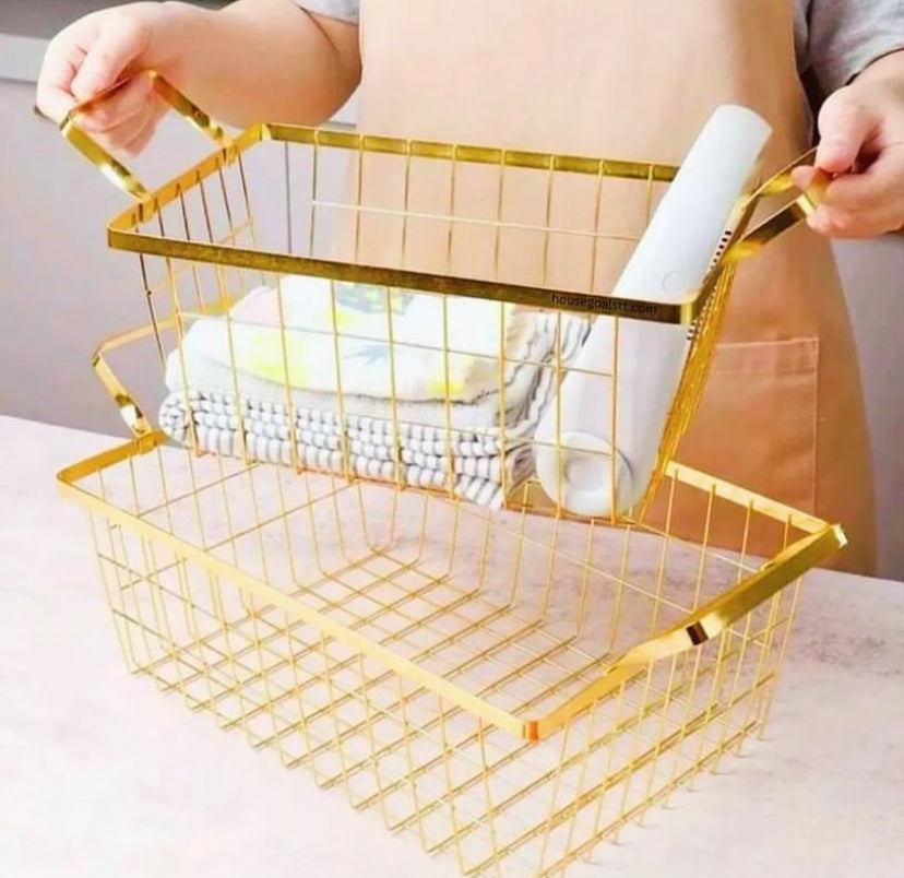 Gold Basket W Handles