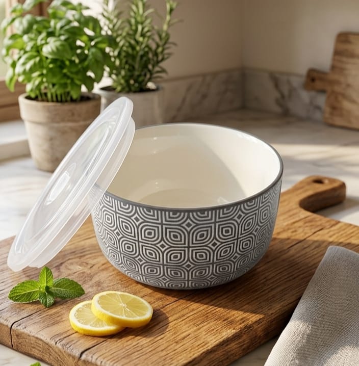 DH Porcelain Food Container W/Lid