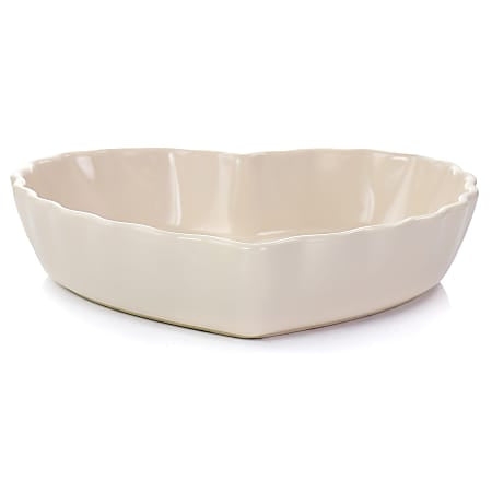 Martha Stewart 11” Heart Shaped Stoneware Cake Pan (cream)