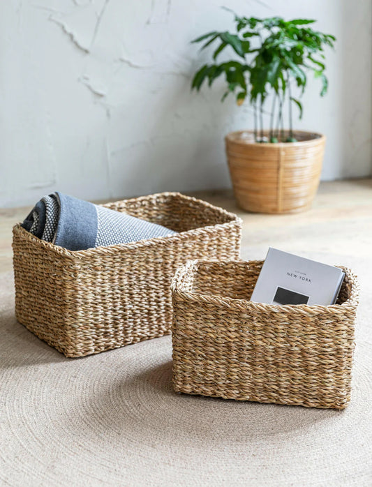 3PC Rectangular woven Basket Set