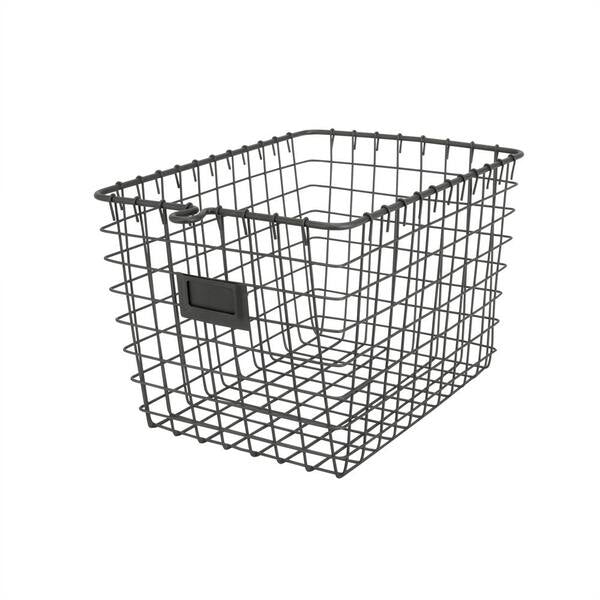 Metal Storage Basket Industrial Grey
