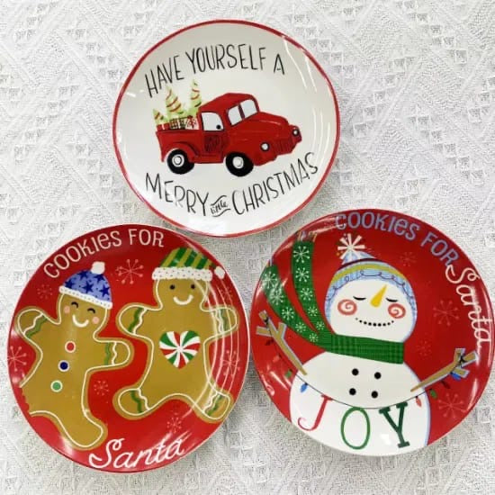 Porcelain Christmas Holiday Plates 8” (4pk)