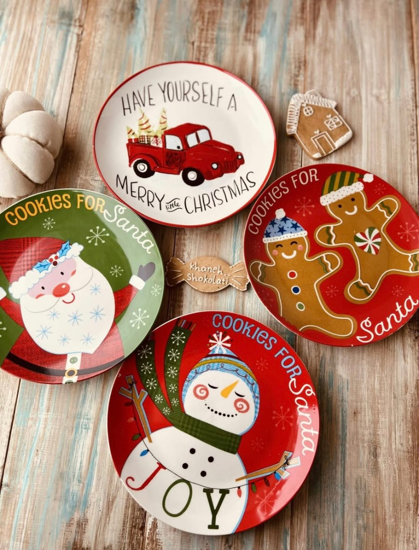Porcelain Christmas Holiday Plates 8” (4pk)