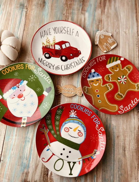 Porcelain Christmas Holiday Plates 8” (4pk)