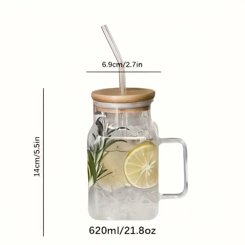 Glass Tumbler with Bamboo Lid & Glass Straw