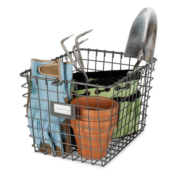 Metal Storage Basket Industrial Grey