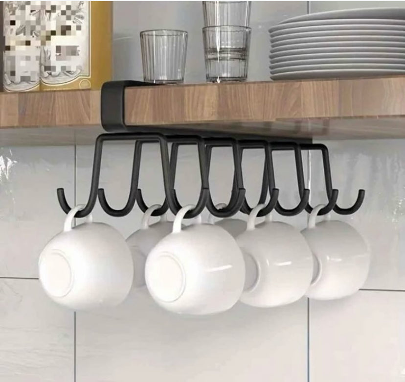 UNDER CABINET STORAGE RACK WITH HOOKS