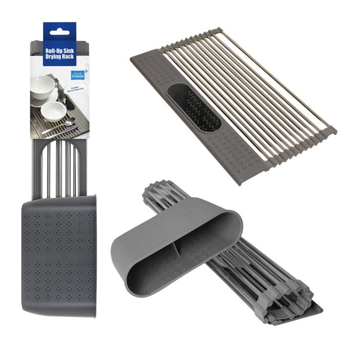 Roll-Up Stink Drying Rack W Utensil Holder