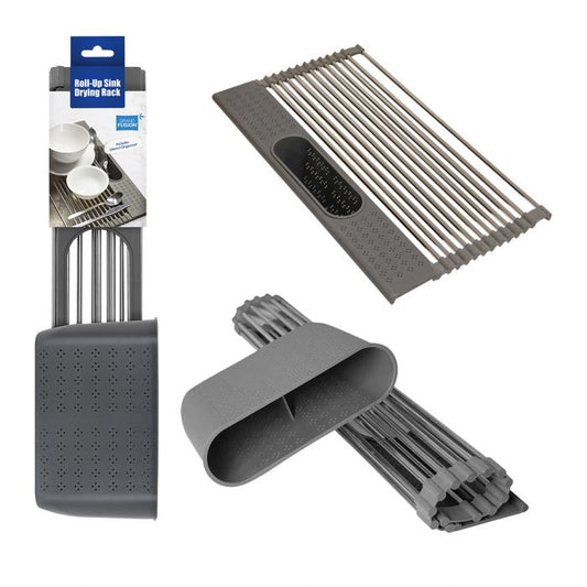 Roll-Up Stink Drying Rack W Utensil Holder