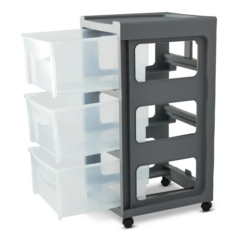 Mainstays Medium 3-Drawer Gray Plastic Storage Cart