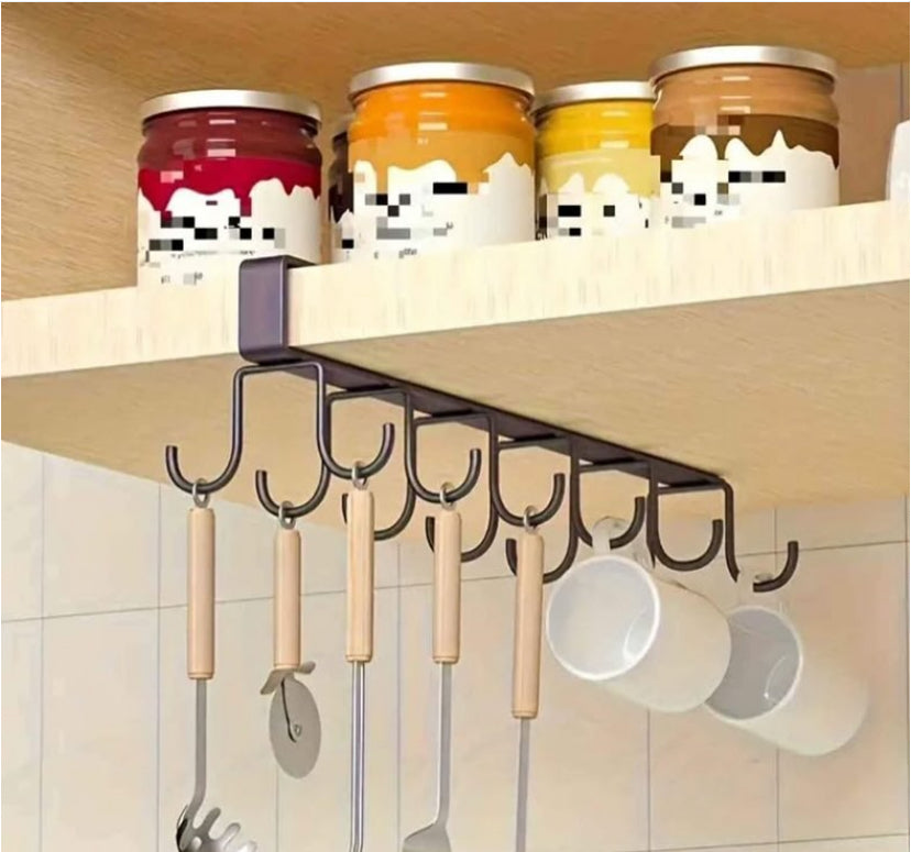 UNDER CABINET STORAGE RACK WITH HOOKS