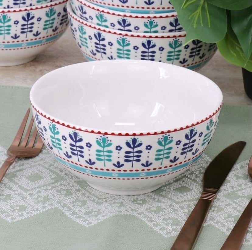 Gibson Floral 6PC 6 Inch Fine Ceramic Bowl Set