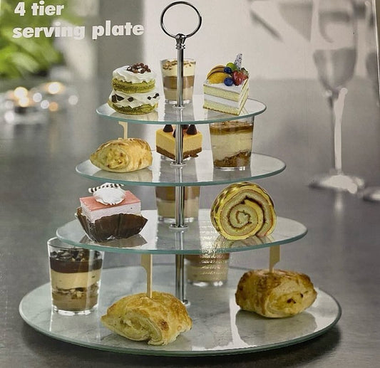 Clear Glass 4 Tiered Serving Tray