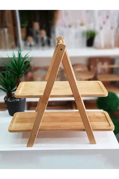 2 Tier Bamboo Dessert Stand