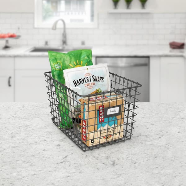 Metal Storage Basket Industrial Grey