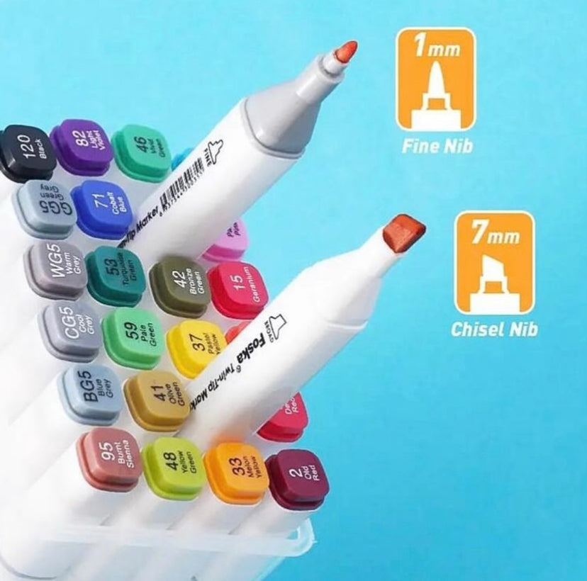 Foska Twin-Tip Alcohol Markers (24 colors)