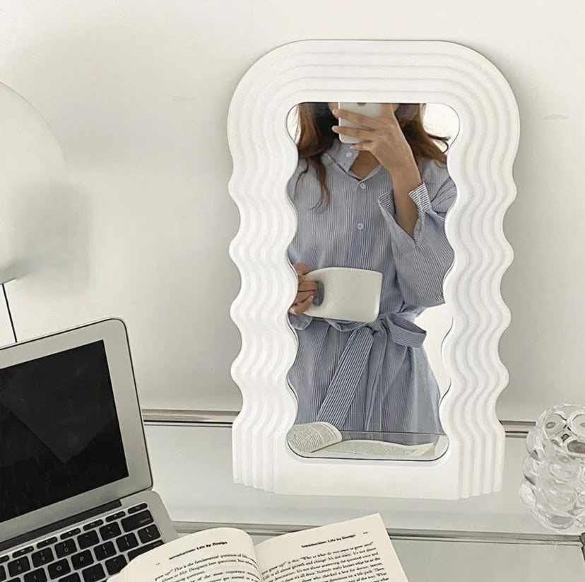 Aesthetic Wave Pattern Frame Mirror