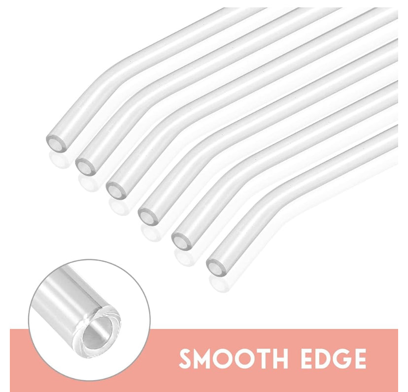 6PC Reusable Glass Straws with Cleaning Brush (curved)