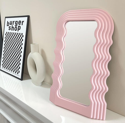 Aesthetic Wave Pattern Frame Mirror