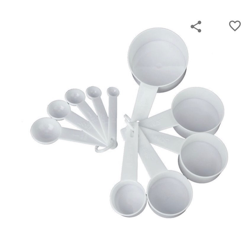 10PCS PLASTIC MEASURING SPOONS AND CUPS SET ( white only)