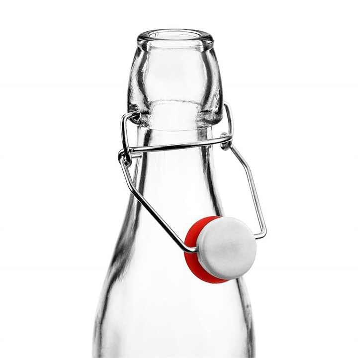 1 Liter Square Glass Bottle with Swing Top (white cover)