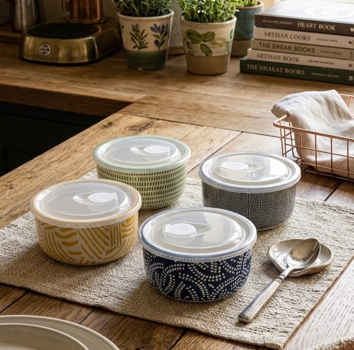 DH Porcelain Food Container W/Lid