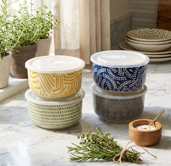DH Porcelain Food Container W/Lid