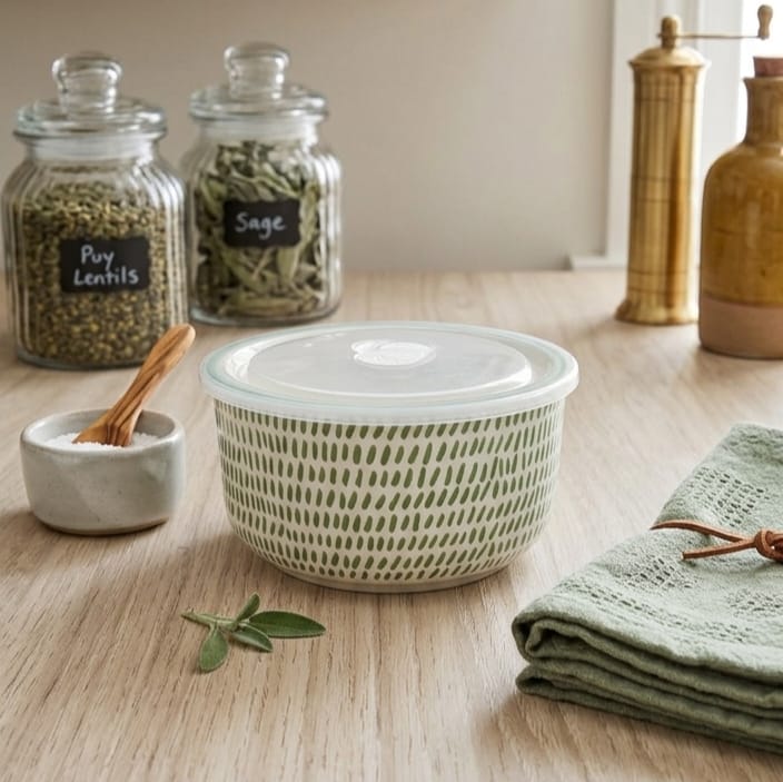 DH Porcelain Food Container W/Lid
